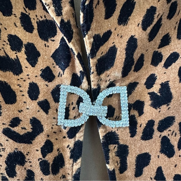 Vintage cheetah leopard print velvet blazer jacket with rhinestone glam clasp - Picture 6 of 7